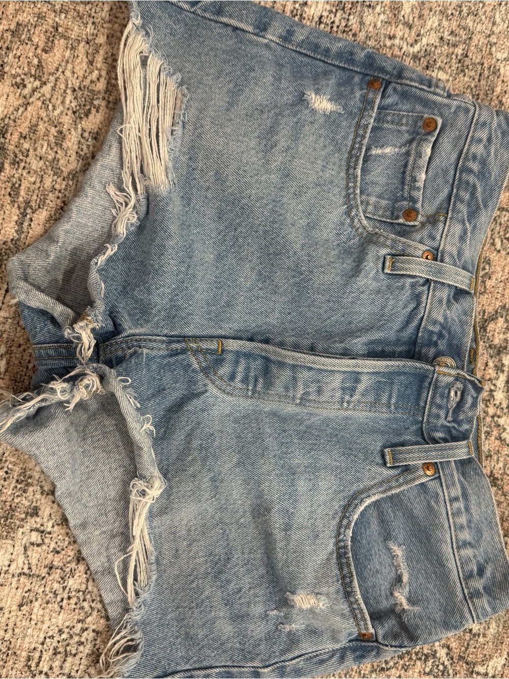 Levi's Light Wash Distressed Denim Cutoff Shorts